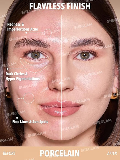 SHEGLAM Skin Magnet High Coverage Foundation Stick Longwear Medium Face Makeup for All Skin Types-Porcelain