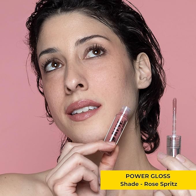 Rise & Slay Power Gloss – High-Pigment Hydrating Gloss Lipstick with Hyaluronic Acid, Vit-E, Jojoba & Castor Oil, Non-Sticky Vibrant Shine, Nude Pink, Summer Lips (Rose Spritz, 4.5 ml)
