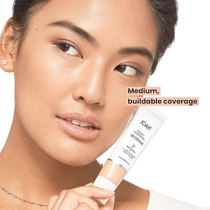 JOAH Beauty Perfect Complexion BB Cream with Hyaluronic Acid and Niaciminade,Korean Makeup with Medium Buildable Coverage,Evens Skin Tone Lightweight Semi Matte Finish Medium with Neutral Undertones