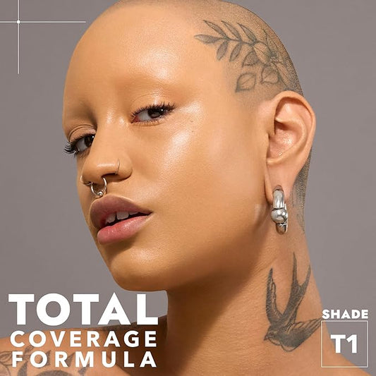 COVER FX Complete Coverage Kit: Total Cover Cream Foundation - Shade T1 + Custom Cover Blending Brush