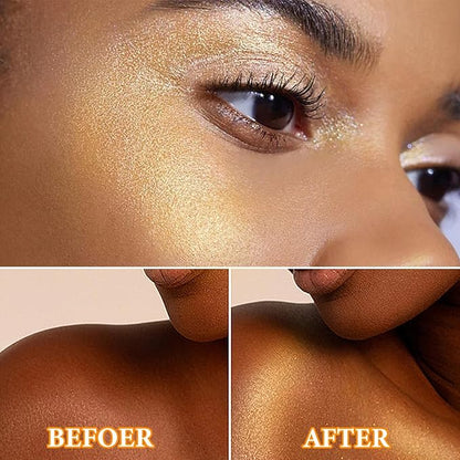 Body Shimmer Oil,Body Shimmer Luminizer for Face & Body,Waterproof Moisturizing Face Brighten Glow Illuminator,Body Highlighter Shine Glitter Liquid Illuminator Body Makeup(Gold)