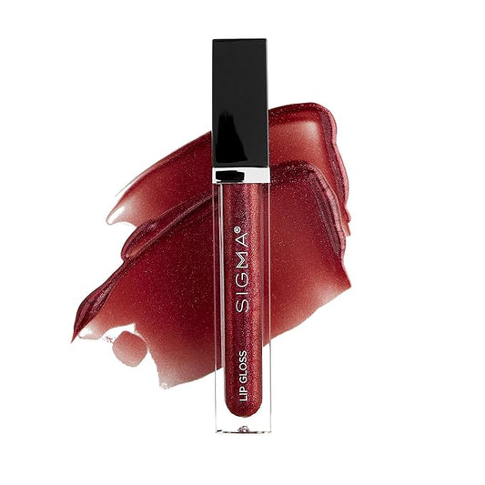 Sigma Beauty Lip Gloss - Heartfelt - Non Sticky, High-Shine Lip Gloss with Shimmer - Paraben Free - Deep Burgundy Color