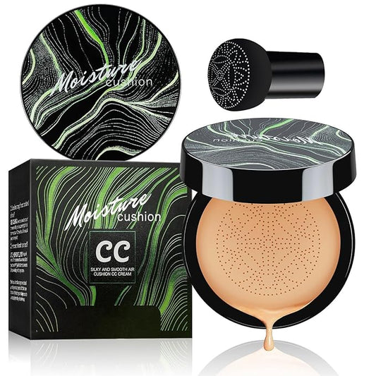 Mushroom Head Air Cushion CC Cream - Long Lasting & Moisturizing BB Cream Brightening Matte Concealer Makeup, Even Skin Tone for All Skin Types (Medium Deep, 3.21 Ounce (Pack of 1))