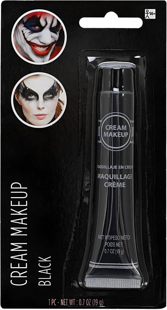 Black Cream Makeup Tube - 0.7 oz. (Pack of 1) - Vibrant Color & Pigmented Perfect for Festive & Creative Looks