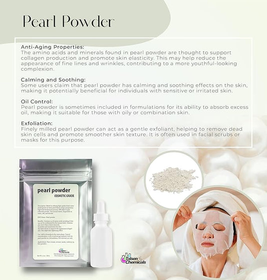 Pure Pearl Powder DIY Cosmetic Grade Pearl Powder For Face, Making Face Mask, Cream And Lotion (4 Ounce / 113 gram)