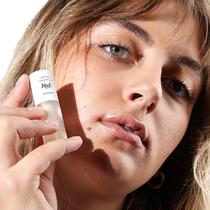 MÈLI Organic Lip Oil with Hyaluronic Acid | Clear Non-Sticky, Natural Lip Gloss, Moisturizing, Revitalizing and Rejuvenating (Vanilla Bean)