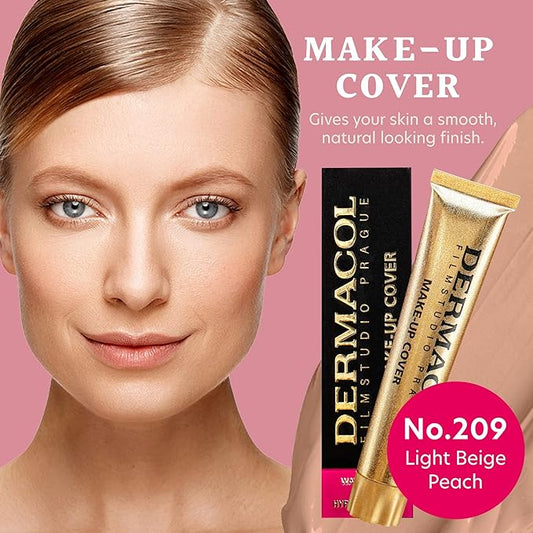 Dermacol - Full Coverage Matte Foundation with SPF 30, Waterproof Foundation for Oily Skin, Acne, & Under Eye Bags, Long-Lasting Makeup, 30g, Shade 209