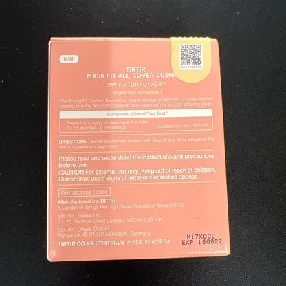 [*Mini Size*] TIRTIR All Cover Pink Cushion | Korean Cushion Foundation, (#21W Natural Ivory, 0.15 Fl Oz)