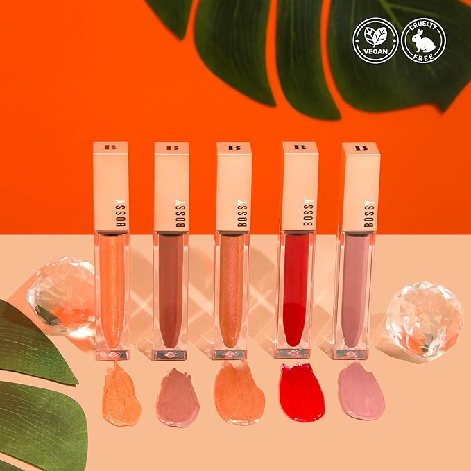 Vegan Lip Gloss for Soft Lips, Plumping, Hydrating Non-Stick Lipgloss for Women, Provides Maximum Shine, Paraben and Cruelty Free (Outspoken - Warm Orange Color)