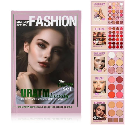 Professional Makeup Set with Eyeshadow, Lip Gloss, Highlighter, Blush and Contour Palette, 5-Piece Collection (B)