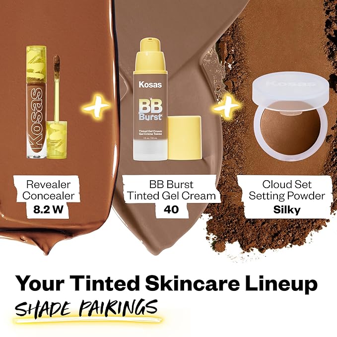 Kosas BB Burst Tinted Face Gel Cream - Supports Healthy Collagen, Smoothes Skin, Hydrates & Moisturizes - Lightweight Buildable Coverage - Deep Warm 40, (1 Oz/30 ML)