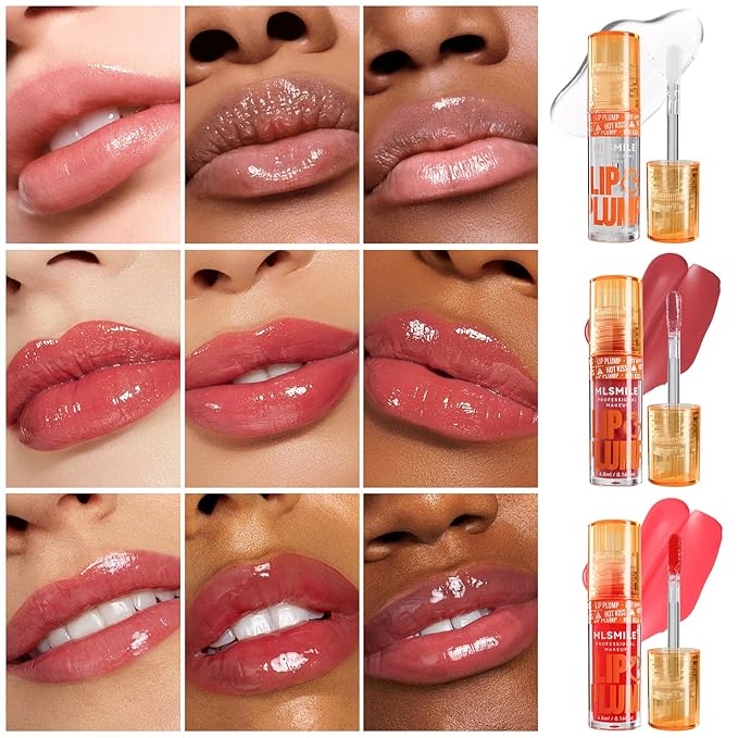 3 Colors Duck Lip Plumper Gloss,High Pigment Plumping Lip Gloss,Hydrating Lip Glow Oil, Lip Balm for women, Vegan Lip Makeup,Lip Stick Set for Women.Lip Care Oil Set.(Set A)