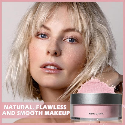 Pink Translucent Setting Powder Shimmer Glitter Loose Setting Powder Oil Control Matte Finishing Setting Face Powder Makeup for All Skin Tones