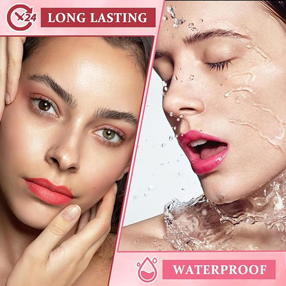 2PCS Velvet Lip Gloss Set, Multipurpose Liquid Lipstick - Long Lasting Waterproof, Non-Sticky, Lip & Cheek Tint - Set C
