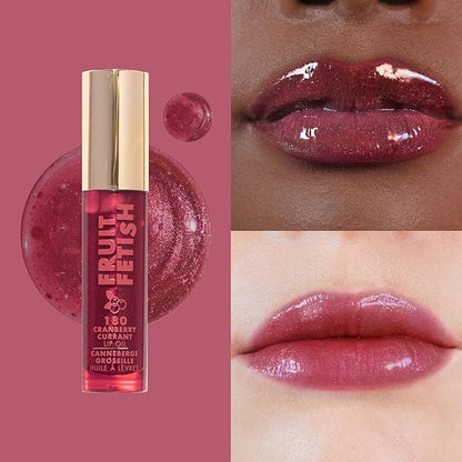 Milani Fruit Fetish Lip Oil with Vitamin E for Instant Hydration, Fruit Extract Infused Lip Treatment and Moisturizing Lip Gloss - Cranberry
