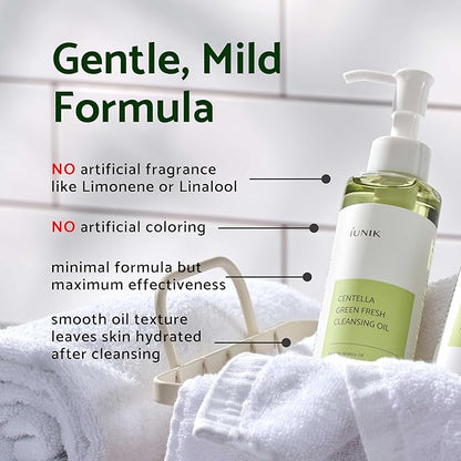 IUNIK Centella Asiatica Cleansing Oil Makeup Sunscreen Remover Mild Cleanser & Tea Tree Relief Facial Serum Non-sticky Non-greasy Gentle Soothing Moisturizing Calming Ampoule Korean Skincare