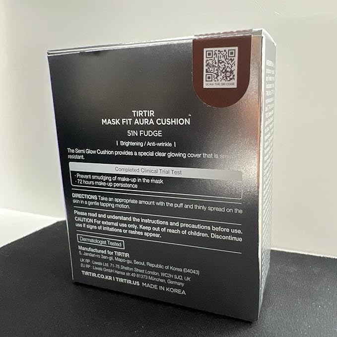 TIRTIR Mask Fit Aura Silver Cushion Foundation | Semi-glow Finish, Natural Coverage, Moisturizing, Lightweight, Korean cushion foundation (#51N Fudge, Full Size, 0.63 Fl Oz)