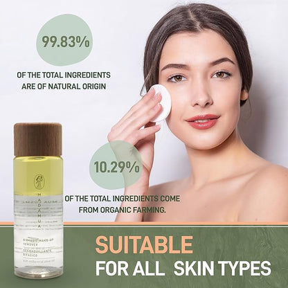 Biphasic Waterproof Makeup Remover - Millennial Olive Oil Based Cleanser, Travel Size Eye Make Up Remover Liquid, Moisturizing Care Makeup Essentials