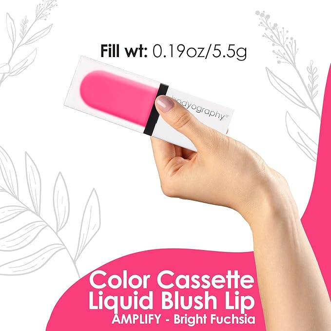 Bodyography Color Cassette Liquid Blush and Lip Tint - Multi Tasking Liquid Blush and Lip Product - Amplify