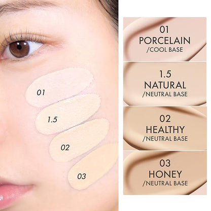 Amuse SEOUL Ceramic Skin Perfector Cushion Foundation Refill 03 HONEY | Long-lasting, Lightweight, Semi-matte, Flawless Coverage, Hypoallergenic, Korean Beauty, Vegan, Refill (15g / 0.52 oz.)