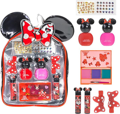 Disney Minnie Mouse - Townley Girl Cosmetic Makeup Gift Bag Set Includes Lip Gloss, Nail Polish & Hair Accessories for Kids Girls, Ages 3+ Perfect for Parties, Sleepovers & Makeovers