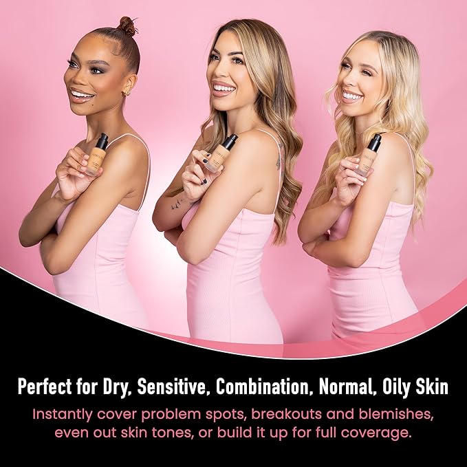 Frankie Rose Cosmetics Matte Perfection Foundation Makeup – Long-Lasting, Hydrating Foundation for Semi-Matte Finish - Foundation Full Coverage for All Skin Types - (Angel) 1.0 US fl oz / 30 ml