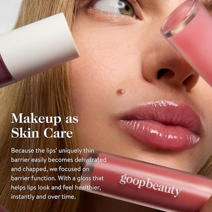 goop Beauty Hydra-Barrier Gel Gloss | Hydrating Lip Gloss to Moisturize & Plump Lips | Hyaluronic Acid & Vitamin E | Tulip - Sheer Hot Pink | 0.13 oz