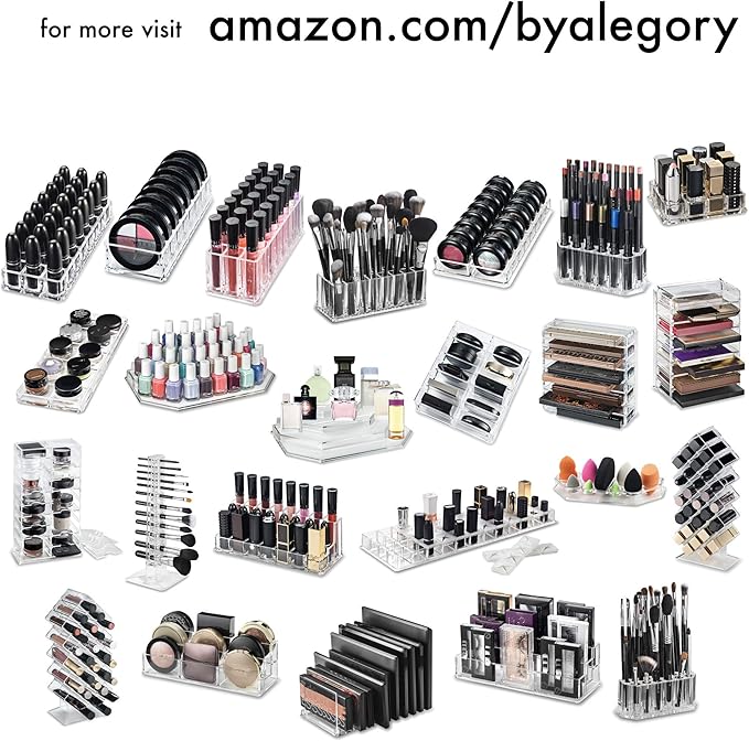 byAlegory Acrylic Lip Gloss Organizer & Beauty Makeup Holder | 24 Space Organization Container Storage For Tall Lip Gloss / Lipstick Products - Clear