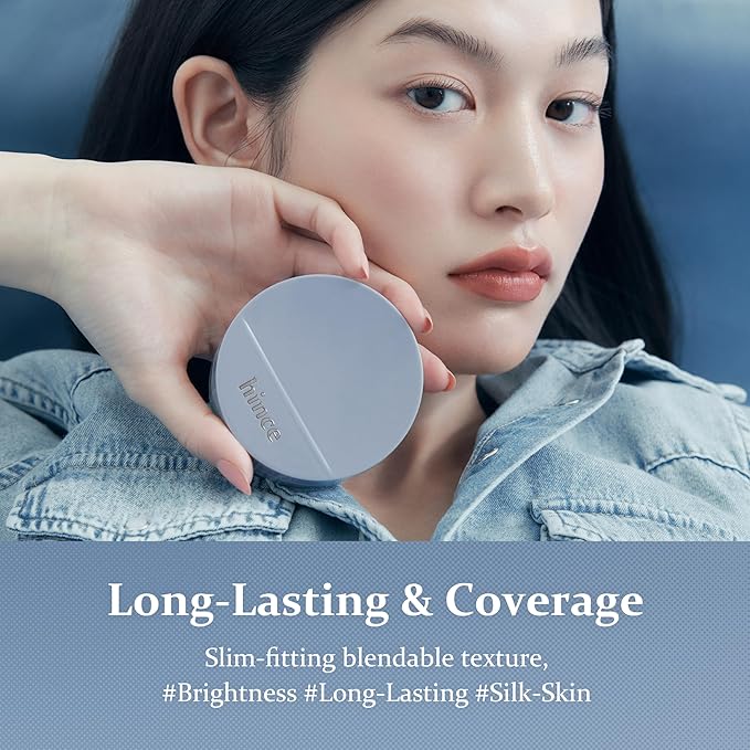 hince Second Skin Mesh Matte Cushion - 12g, Natural Coverage, Semi Matte Finish, Flawless Coverage, 24hr Long Lasting, Korean Cushion Foundation, Blue Cushion (PORCELAIN, 17)