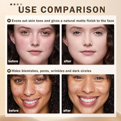 AIUEO Airbrush Foundation Makeup Spray Magic Minerals Airbrush Foundation,Lightweight Flawless Airbrush Spray Makeup Primer with Brush-01 Natural