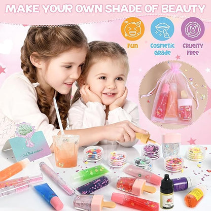 Lip Gloss Making Kit, TSVATE Make Your Own Lip Gloss Kit, 67PCS DIY Lip Gloss Making Supplies, Moisturizing Glitter Lip Kit Lipgloss Making Kits, Lipgloss Sets for Girls Tween Girls Trendy Stuff Women