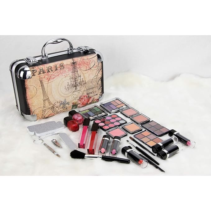 Ver Beauty 61pcs Makeup Gift Set With Extendable Trays and Mirror, Paris Theme