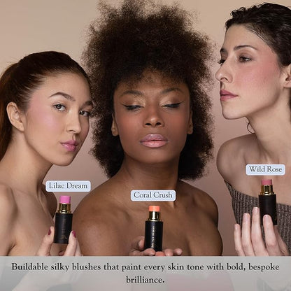 Cream Blush Stick – Buildable Pigmented - Cheeks, Lips & Eyes – Hydrating w. Shea Butter, Vit-E, Hyaluronic Acid & Squalane, Multi-Purpose, Summer Glow, Peach (Coral Crush, Regular)