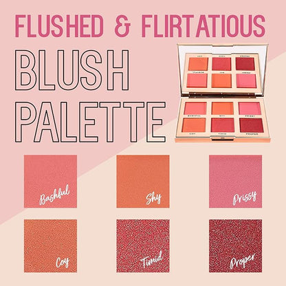 Skone Flushed & Flirtatious Make up Blush Palette - Blush Makeup as Eyeshadow, Blush, Highlighter in One Palette - Matte & Shimmer Glow of Pink & Peach Colors of Professional-grade Formula Cosmetics