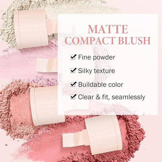 Boobeen Blush Compact for Face, Single Color Blush Powder Face Makeup, Highly Pigmented Matte Baked Makeup Pressed Blush Powder, Natural Blends Easily, with Puff