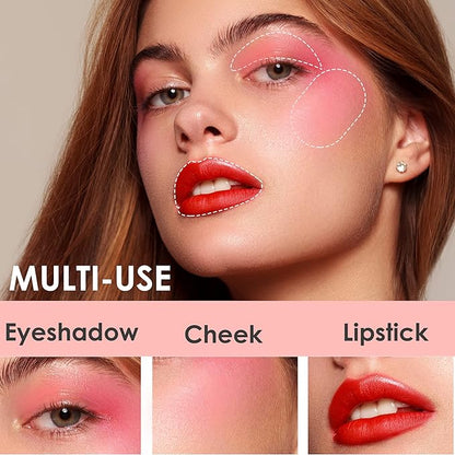 POPMISOLER Liquid Blush for Cheeks, Natural Matte Blush Wand with Cushion Applicator Long-wearing Soft Cream Blush Stick for Cheeks and Lips Blendable Stick Blush Makeup Liquid Cheek Blush, Peach Pink