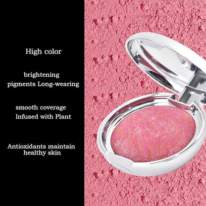 Baked Blush Marbleized Powder Blush for Cheeks, Lightweight Natural Finish, Infused with Vitamin E, Vegan & Cruelty Free, Talc Free - #001 FANTASY PRINCESS