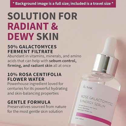 IUNIK Calendula Jojoba Oil Cleanser Gentle Makeup Remover Pore Cleansing Oil & Rose Galactomyces Synergy Serum, Tea Tree Relief Serum, Propolis Vitamin Synergy Serum Trial Travel Kit Korean Skincare