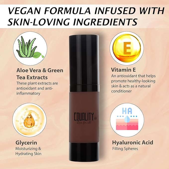 EQUALITY HI-DEF Foundation, Water resistant, Medium to Full coverage, Dewy finish non-matt, 12 hour wear Shine control, Cruelty Free, Paraben Free, 18ml/0.61 US Fl Oz - N95