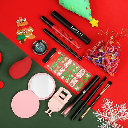 Makeup Advent Calendar 2024, DE'LANCI Christmas Surprise Makeup Gift Kit for Women,12 Days Christmas Countdown Calendar Beauty Box for Teens Girls, Xmas Cosmetic Starter Mystery Box, Cruelty Free