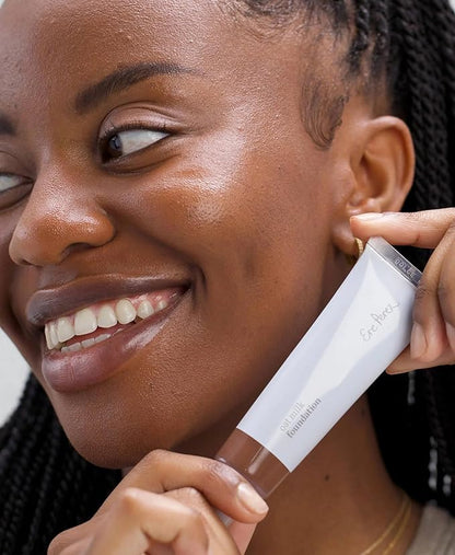 Ere Perez - Natural Oat Milk Liquid Foundation | Breathable, Buildable, Med-Full Coverage, Dewy | Peach Extract, Vitamin E | Vegan, Cruelty-Free, Clean Beauty (Dolce | dark warm, 1 fl oz | 30 ml)