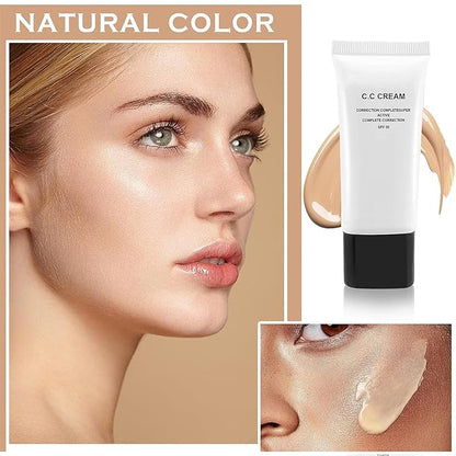 Cc Cream Skin Tone Adjusting CC Cream SPF 50, Colour Correcting Self Adjusting for Mature Skin, Pre-makeup Primer Moisturizing Skin, Natural Color-1.01 oz (1pcs)