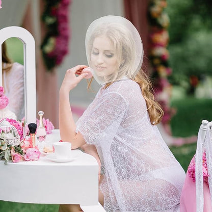 2 Pack Makeup Protector Hood, Protects Hair and Make Up While Getting Dressed, Chiffon Makeup Hood Zipper Closure Face Cover for Women Beauty Weddings