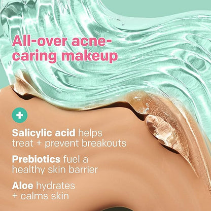 Almay Clear Complexion Acne Foundation Makeup with Salicylic Acid, Medium Coverage, Soft Matte Finish, Hypoallergenic, Cruelty- & Fragrance-Free, Dermatologist Tested, 600 Sun Beige, 1 fl oz