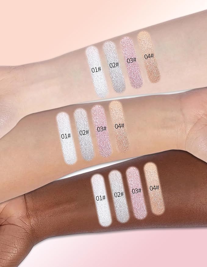 Erinde Shimmer Face Highlighter Makeup Powder, Cream to Powder Glow Finish, Lightweight & Healthy Radiance, Long Lasting Luminous Face Body Highlighter Makeup, 01 Pearlescent Moon