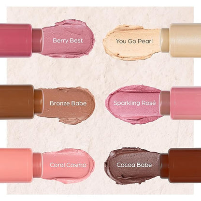 PÜR Silky Tint Creamy Multitasking Bronzer Stick with Peptides, Cocoa Babe - Bronzing Stick with Natural, Healthy-Looking Glow & Ultra-Creamy Finish - Professional Makeup