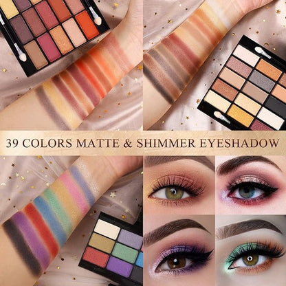 Professional Makeup Kit for Women Full Kit with Mirror 58 Colors All in One Make up Gift Set for Girls Included Eyeshadow,Compact Powder,Blusher,Lipstick,Eyebrow Pencil,Gitter Gel,Eyeliner,Mascara (N)