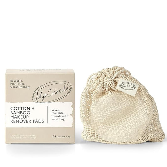 UpCircle Reusable Luxury Makeup Remover Cotton Pads - 7 Triple-Layer Hemp to Remove Waterproof Mascara with Washable Laundry Bag - Eco Friendly Sustainable Zero Waste Cleansing Rounds