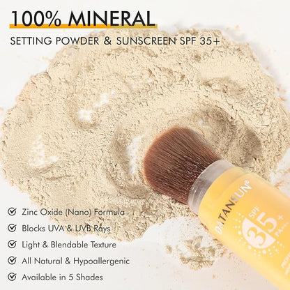 2PCS Mineral Powder Sunscreen Setting Makeup - SPF 35 Brush On Sunscreen for Face & Scalp & Hair, Natural Matte Loose Finishing Powder, Oil Control Lightweight Breathable (#02 Translucent)