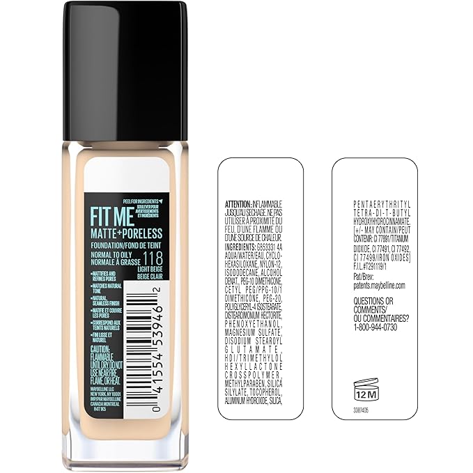 Maybelline Fit Me Matte + Poreless Liquid Foundation + Fit Me Mattifying Primer Makeup Bundle, Includes 1 Foundation in Creamy Beige and 1 Primer
